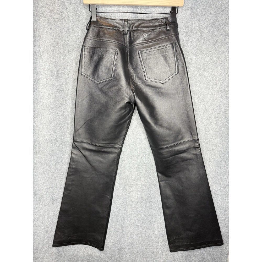 VTG Newport News Jeanology Women's Sz 2P Genuine Leather Pants Fully Lined Black